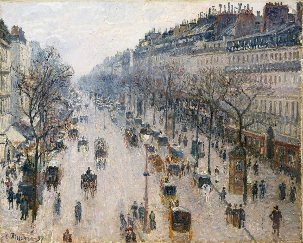 Boulevard Montmartre v zimním ránu od Camille Jacob Pissarro