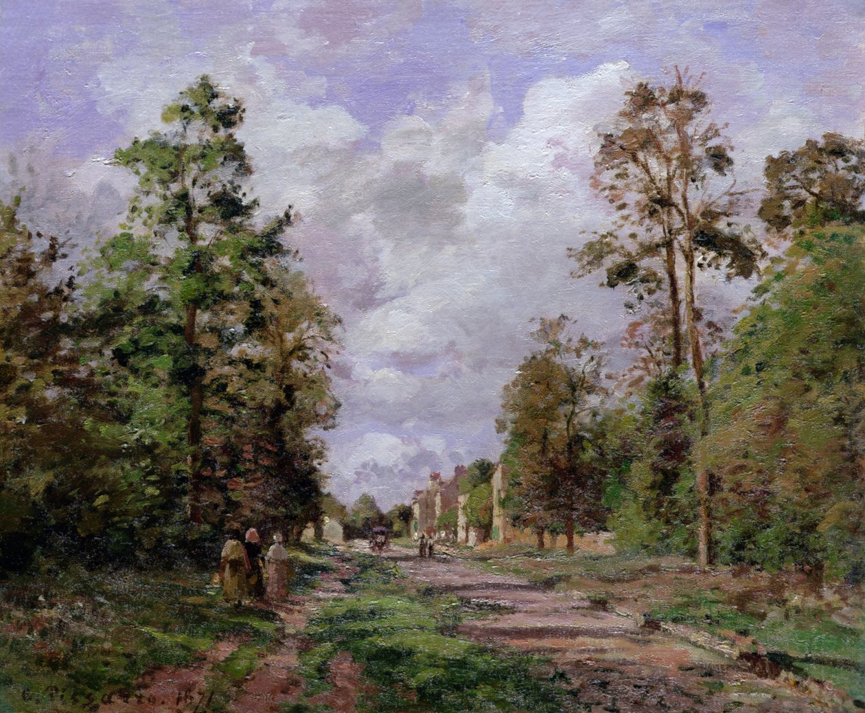 Cesta do Louveciennes na okraji lesa, 1871 od Camille Jacob Pissarro