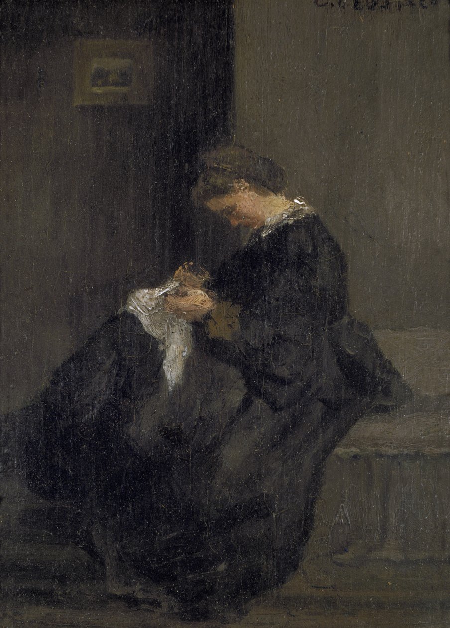 Madame Pissarro Šití, 19. století od Camille Jacob Pissarro