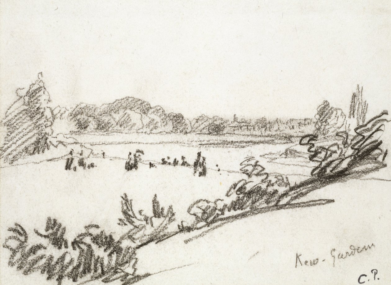 Studie Kew Gardens (dřevěné uhlí) od Camille Jacob Pissarro