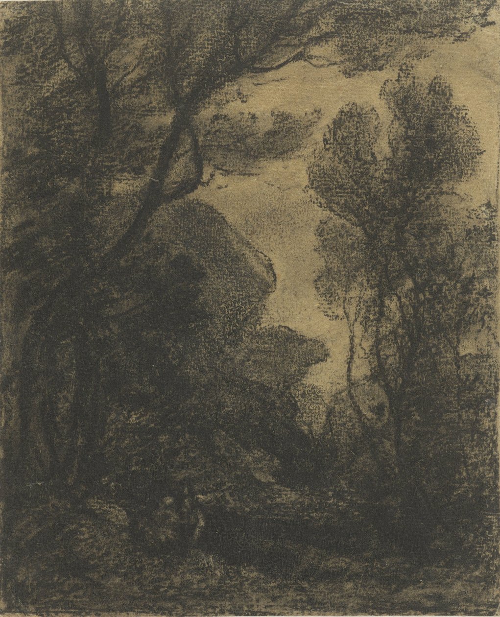 Výhled na les v noci od Camille Corot
