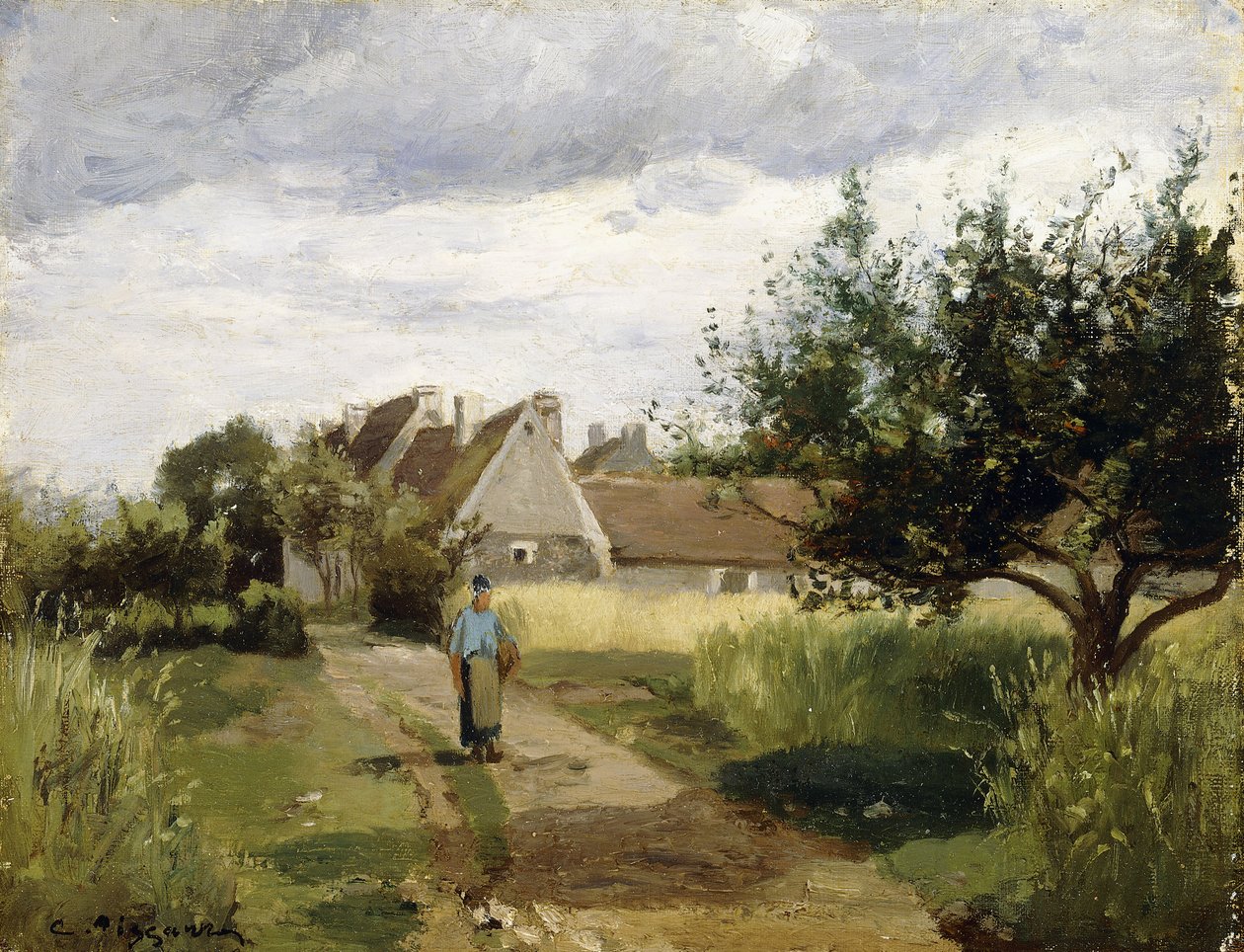 Vchod do vesnice, c.1863 od Camille Jacob Pissarro