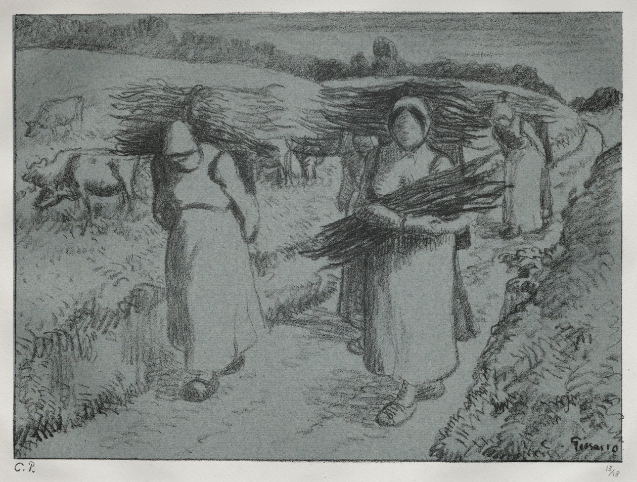 Rolníci nesoucí fagoty, c. 1896. od Camille Jacob Pissarro