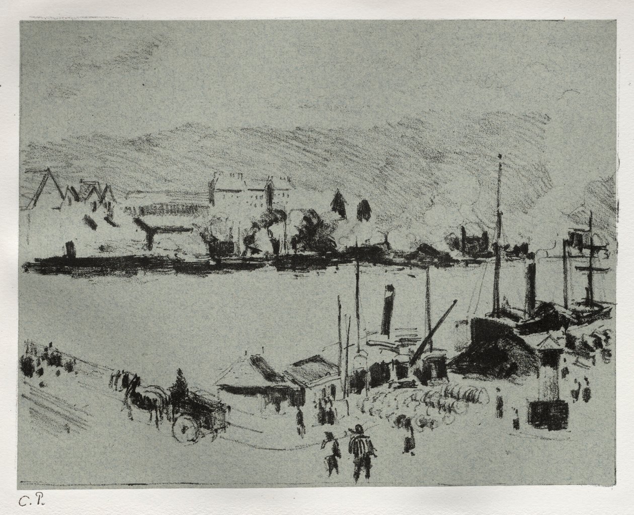 Quai Boieldieu v Rouen, c. 1896. od Camille Jacob Pissarro