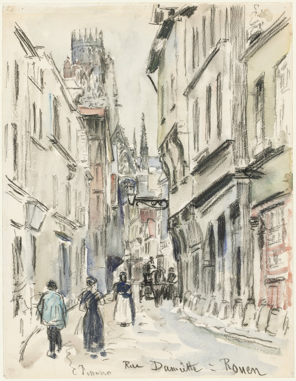 Rue Damiette, Rouen, c. 1884. od Camille Jacob Pissarro