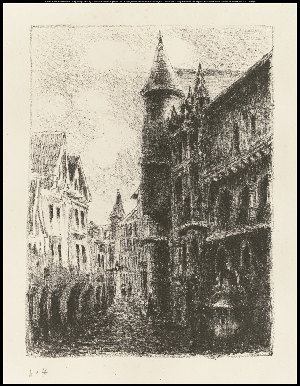 Rue Saint-Romain, Rouen, 1. deska, 1896 od Camille Jacob Pissarro