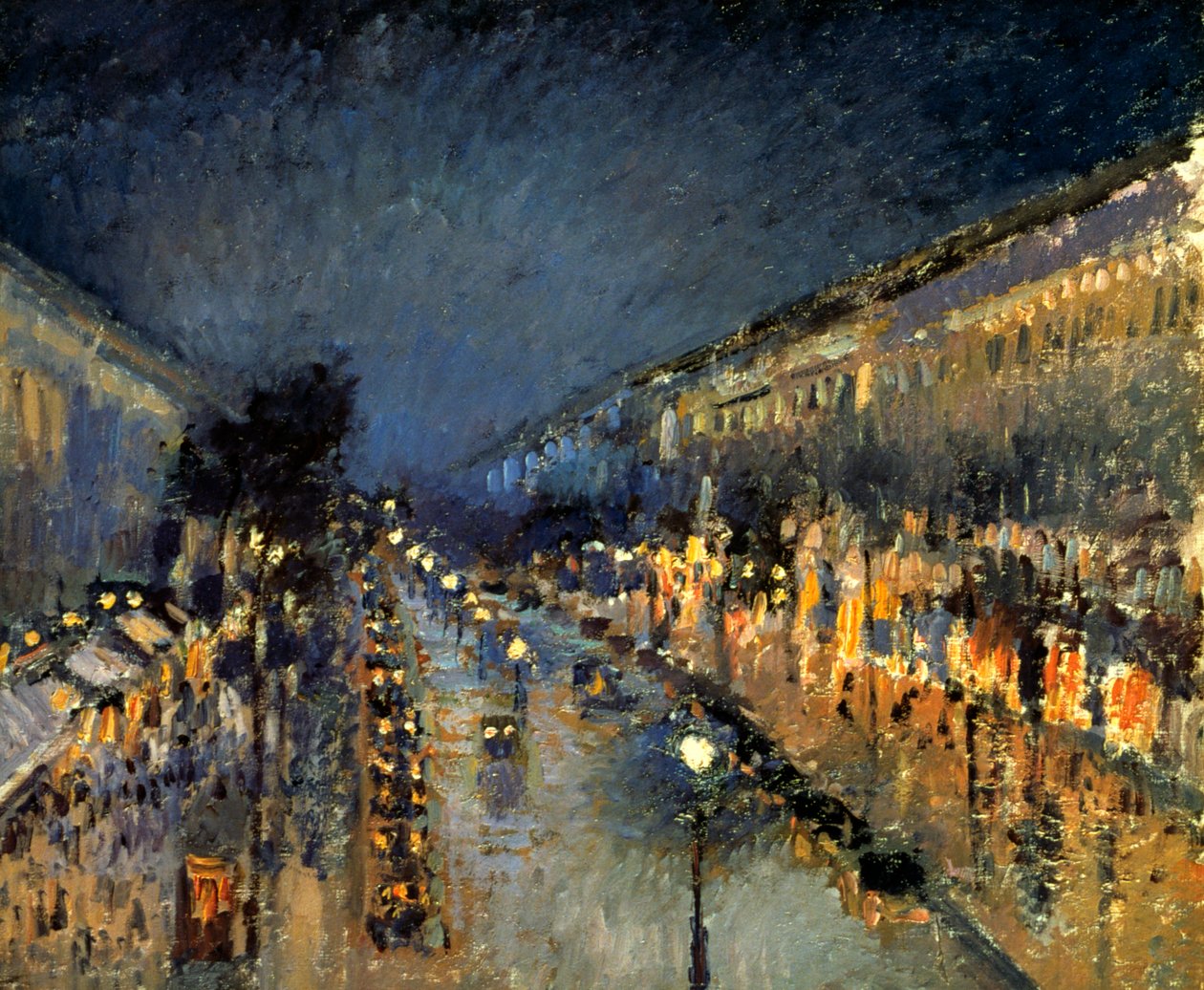 Boulevard Montmartre v noci, 1897 od Camille Jacob Pissarro