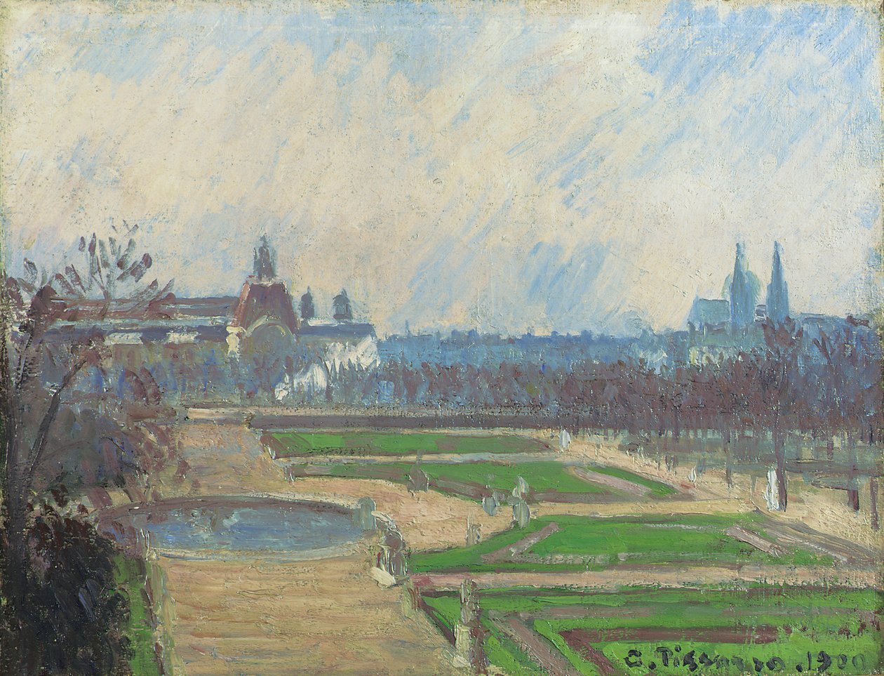 Tuileries a Louvre, 1900 od Camille Jacob Pissarro