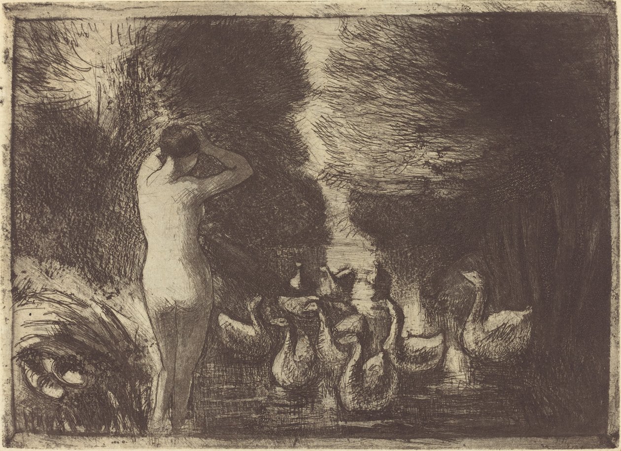 Geese Bather (Koupající se husy) od Camille Pissarro
