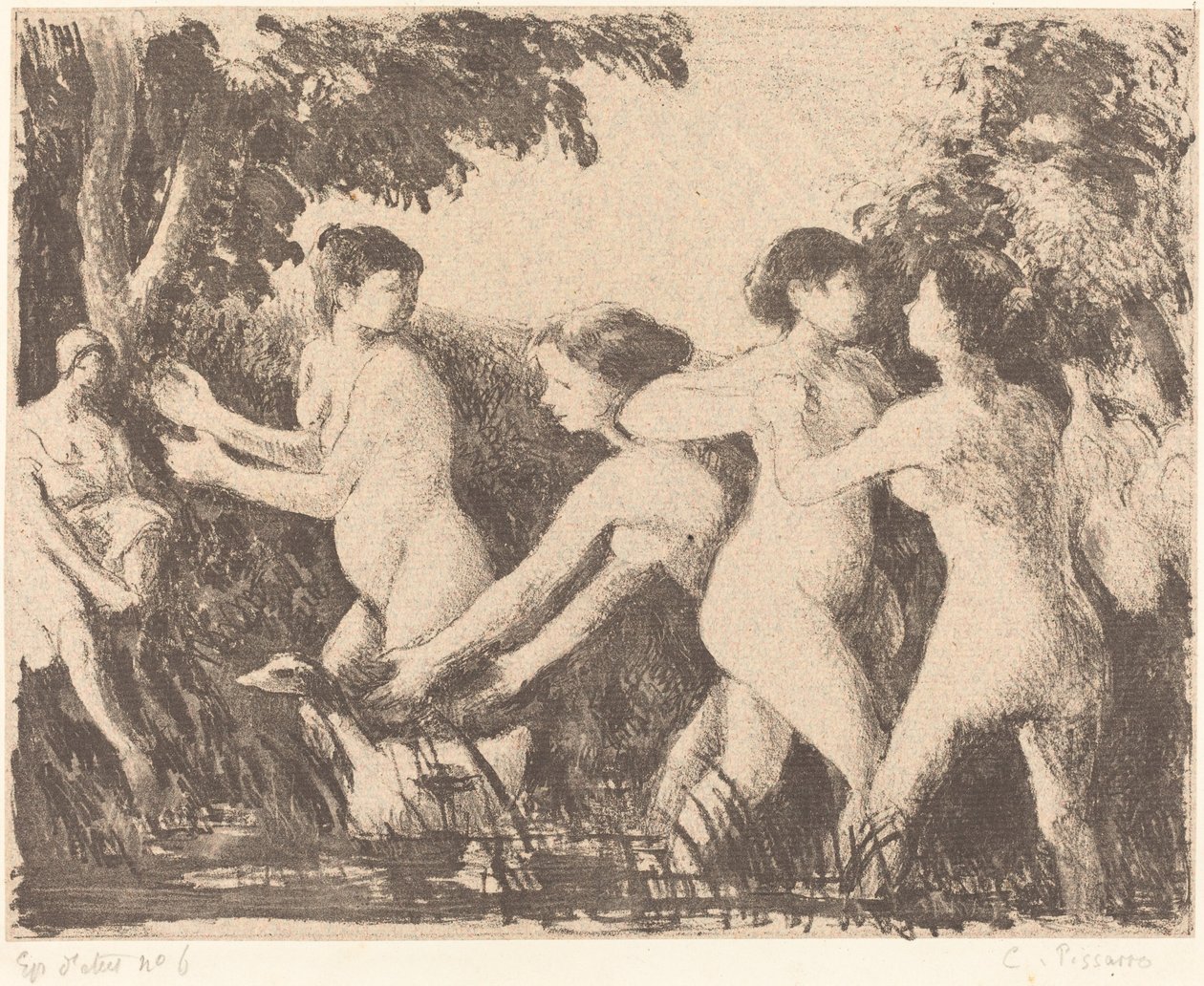 Baigneuses luttant Bathers Wrestling, c. 1896. od Camille Pissarro