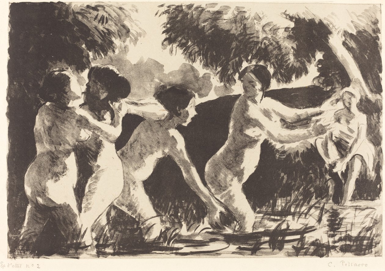 Bathers Wrestling Baigneuses luttants, c. 1896. od Camille Pissarro