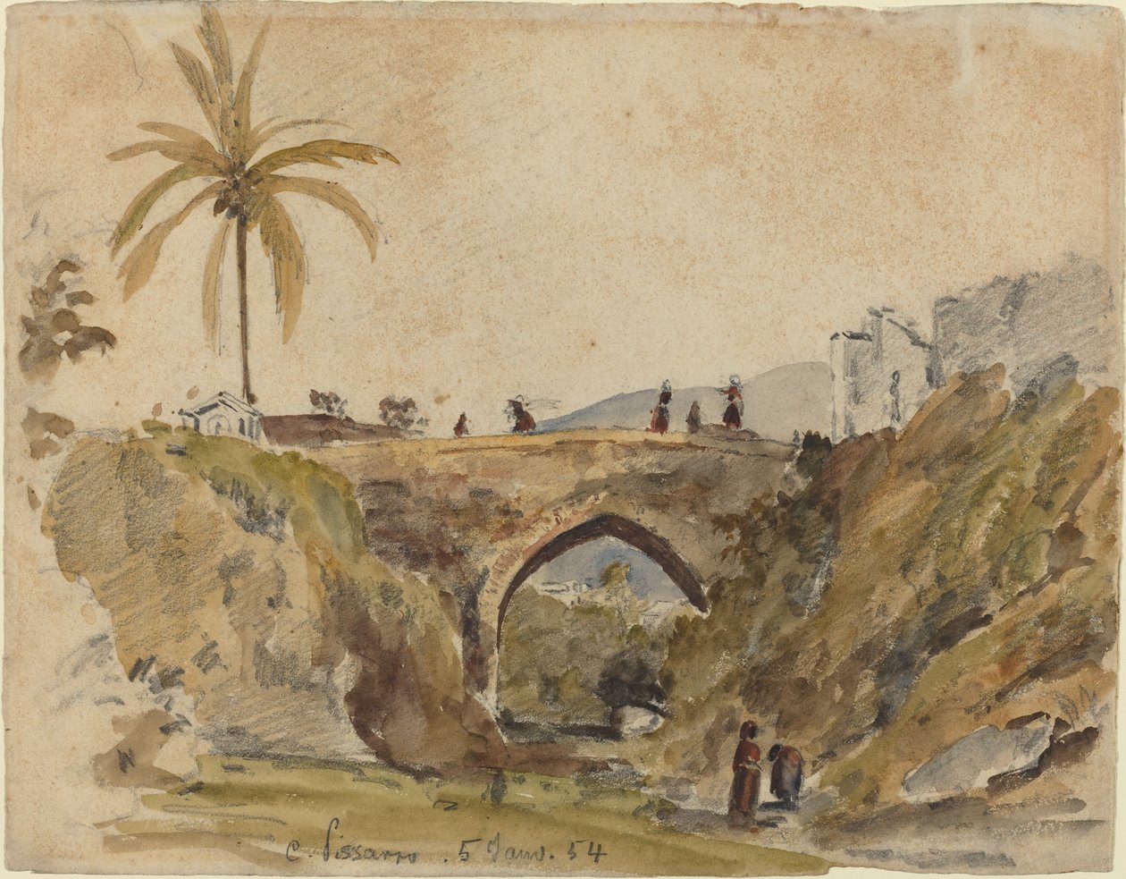Most v Caracasu, 1854. od Camille Pissarro