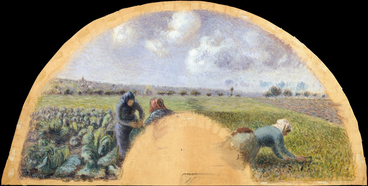 Fan Mount: The Cabbage Gatherers, ca. 1878-79. od Camille Pissarro