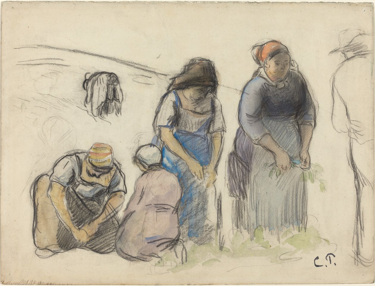 Sklízeče hrachu [recto], c. 1880. od Camille Pissarro