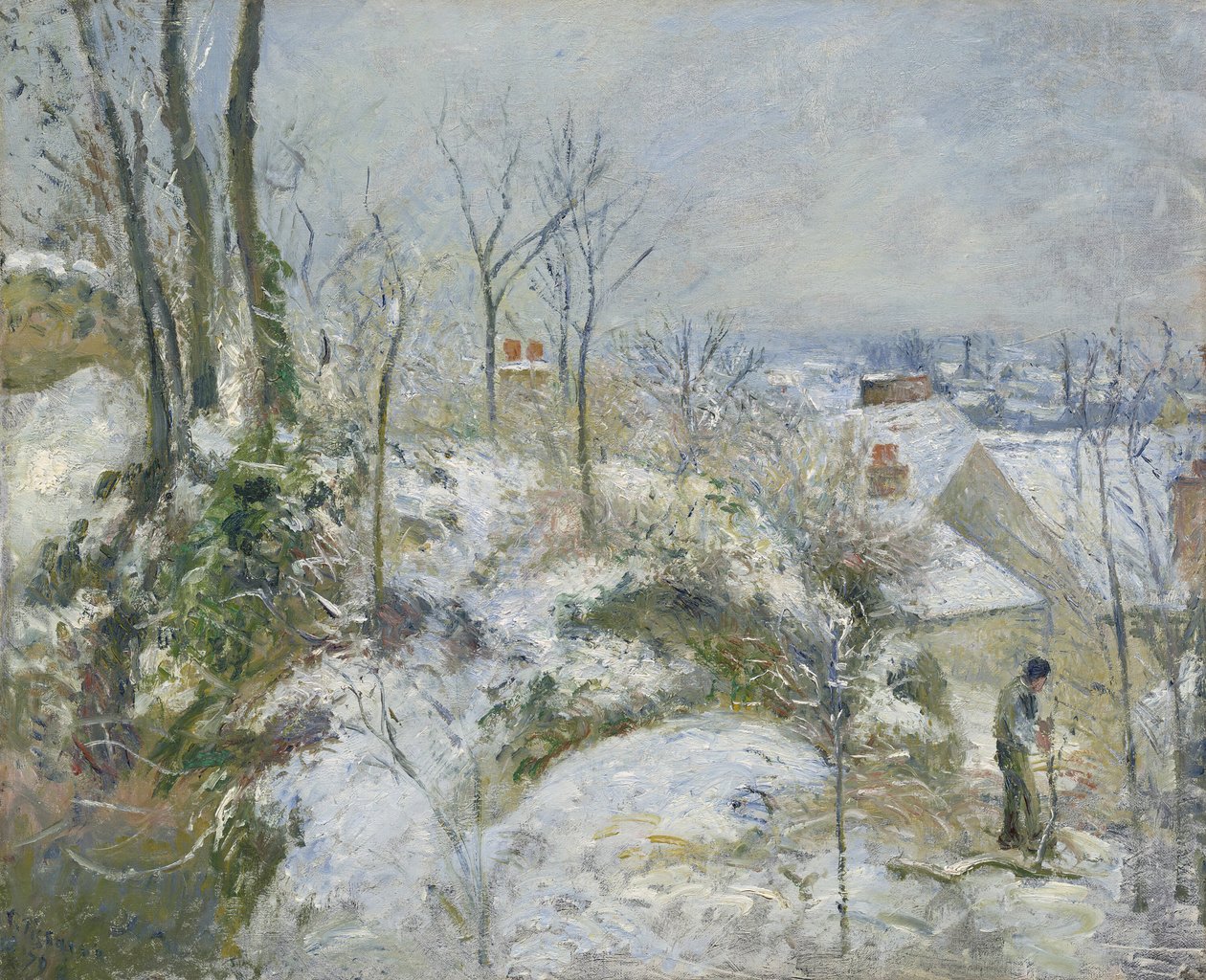 Rabbit Warren v Pontoise, Snow, 1879. od Camille Pissarro