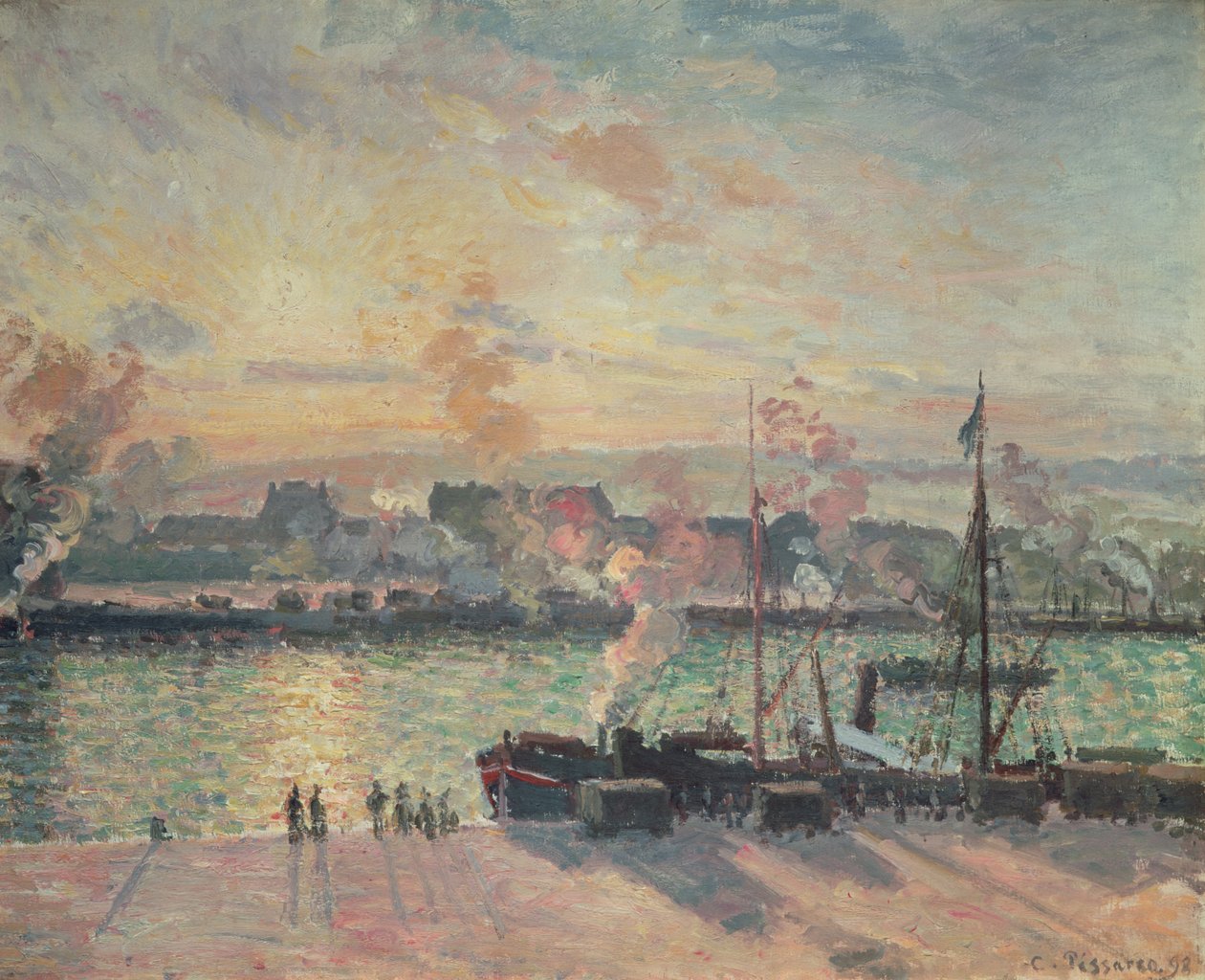 Západ slunce v Rouenu od Camille Pissarro