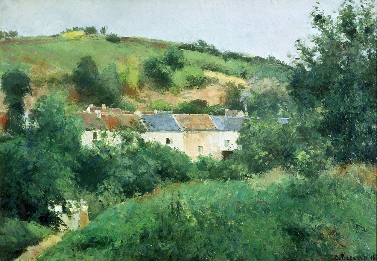 Cesta ve vesnici od Camille Jacob Pissarro