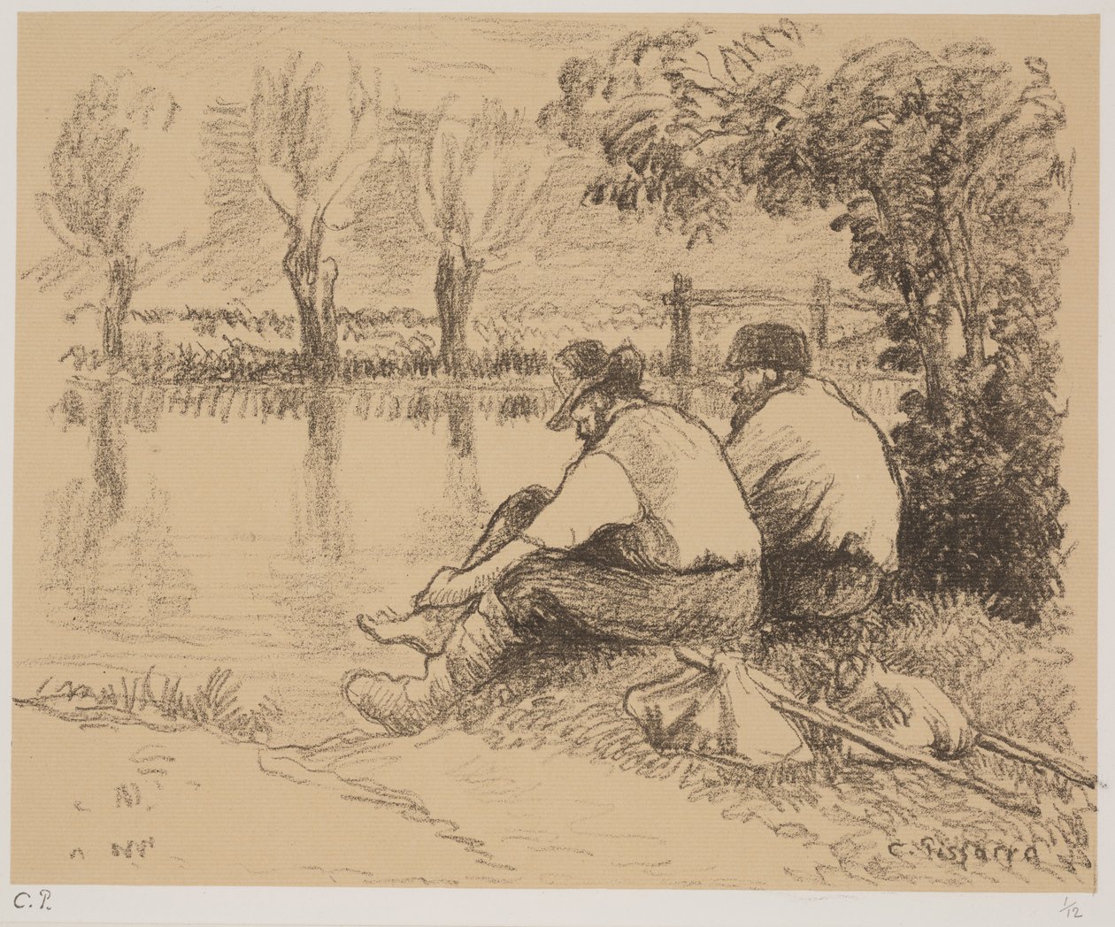 The Tramps, cca 1894 (litho) od Camille Jacob Pissarro