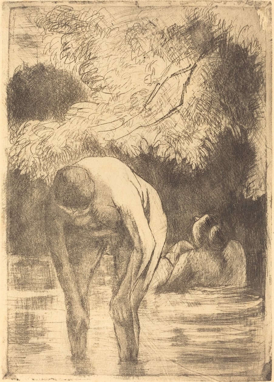 Dvě ženy koupání od Camille Pissarro