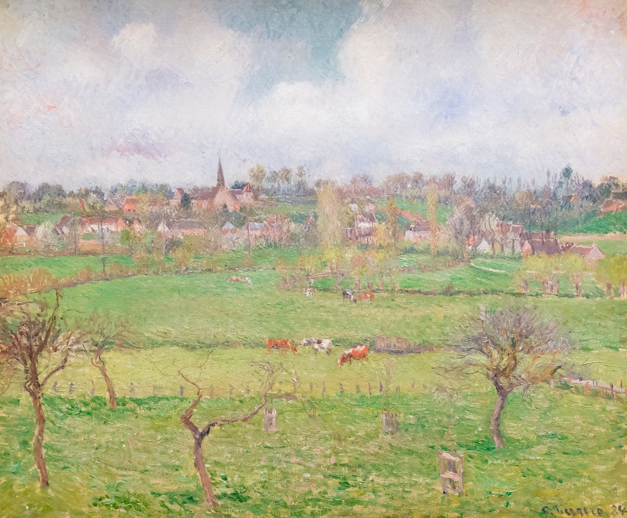 Pohled na Bazincourt od Camille Pissarro