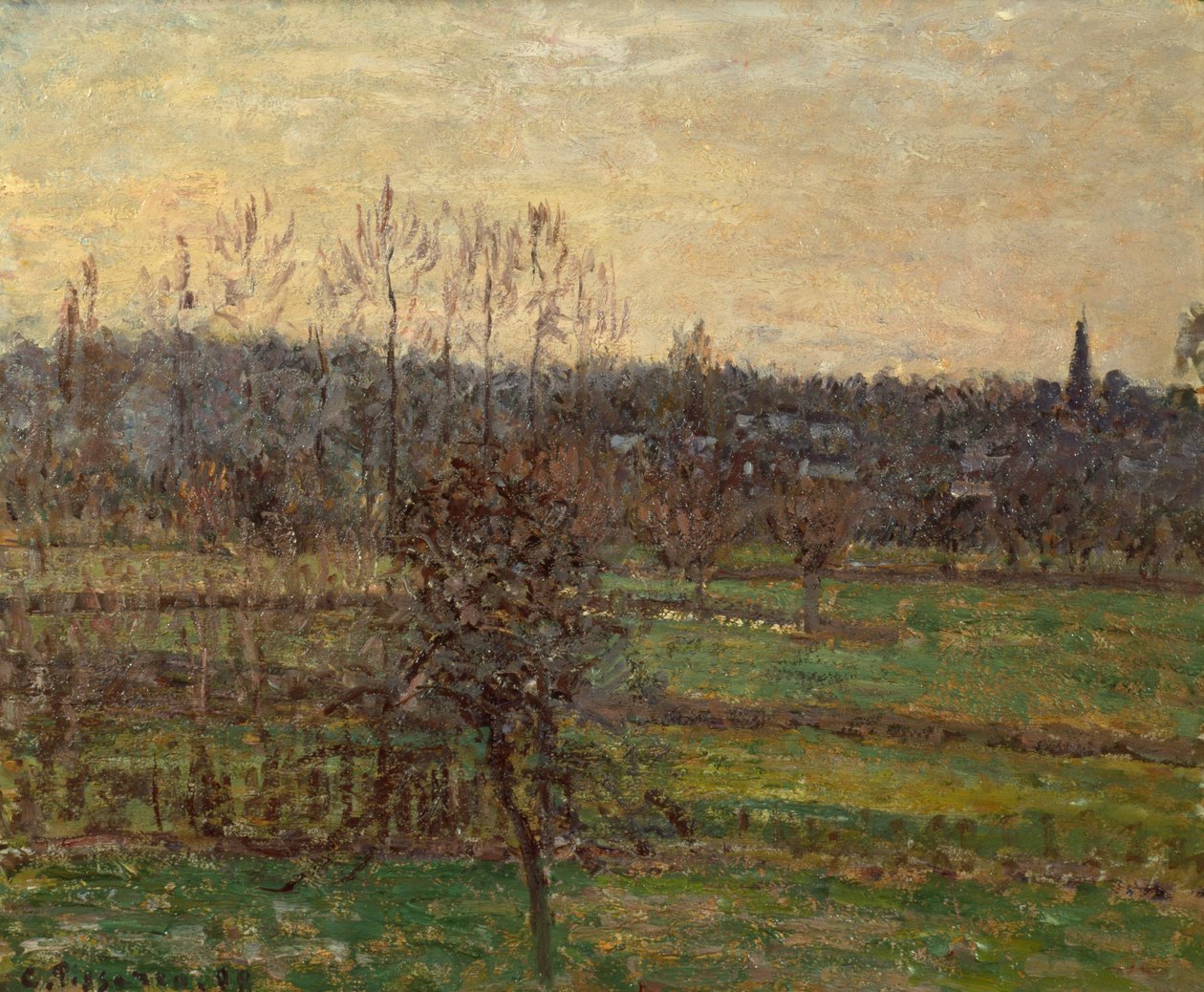Pohled na Bazincourt, zima od Camille Pissarro