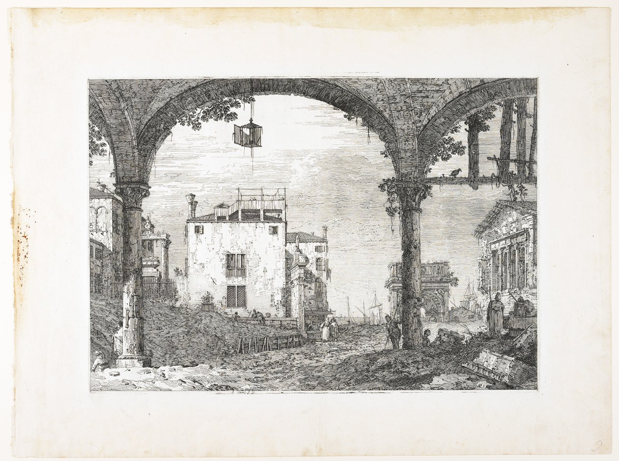 La Portique à la Lanterne, talíř z Vedute, altre presse da i loughi, altre ideate, 1740-1745 od Giovanni Antonio Canal