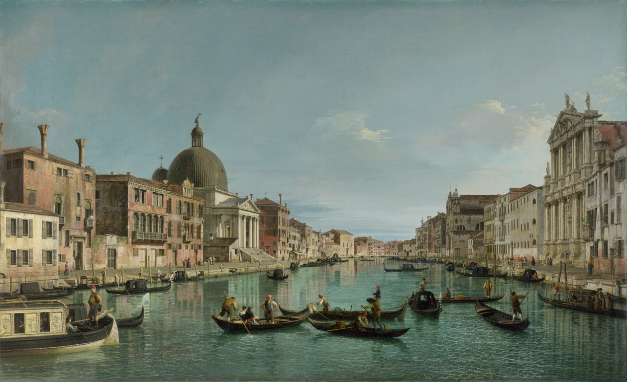 Canal Grande v Benátkách se San Simeone Piccolo a kostelem Scalzi, c. 1738 od Giovanni Antonio Canal