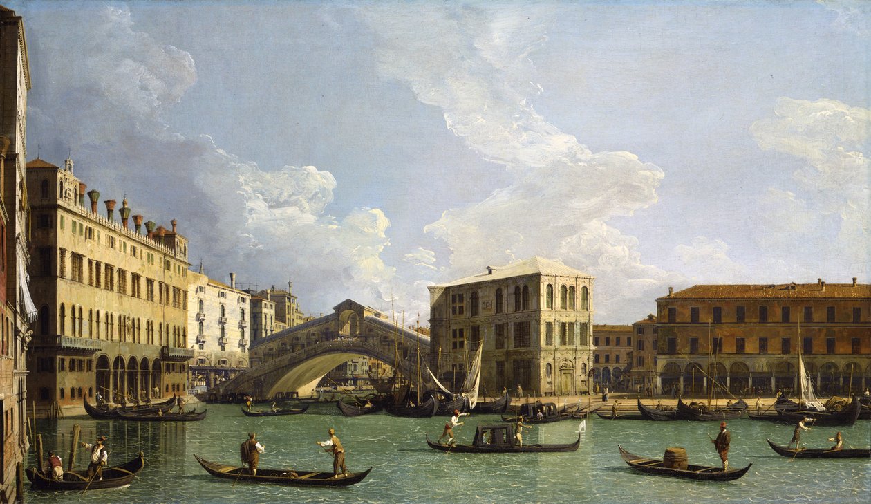 Pohled na most Rialto, od severu, c.1734-35 od Giovanni Antonio Canal