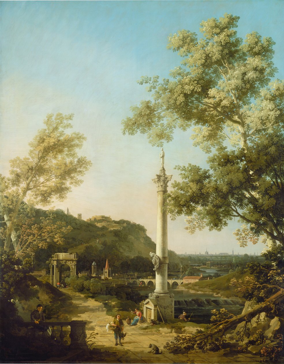 Anglická krajina Capriccio se sloupem, c. 1754. od Canaletto