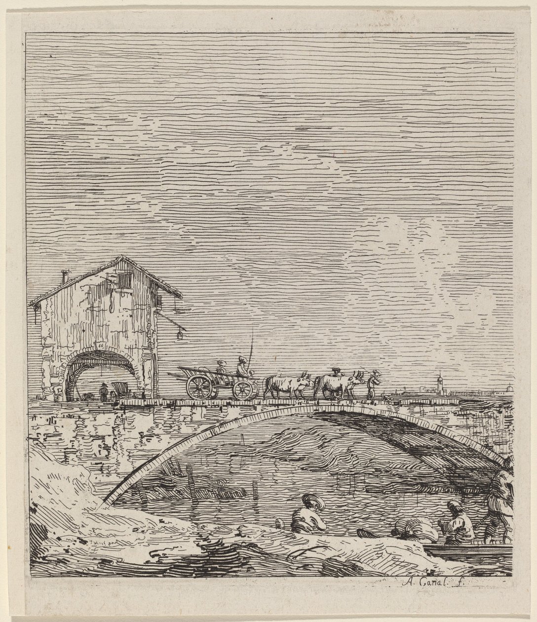 Vůz projíždějící přes most, c. 17351746. od Canaletto