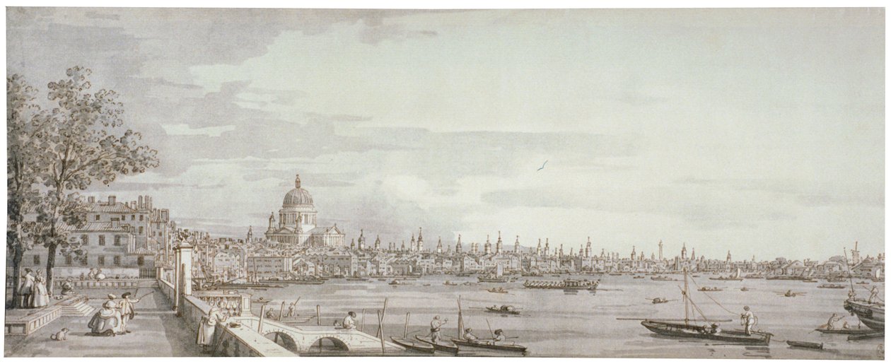 Pohled na řeku Temži, Londýn, c1750 od Canaletto