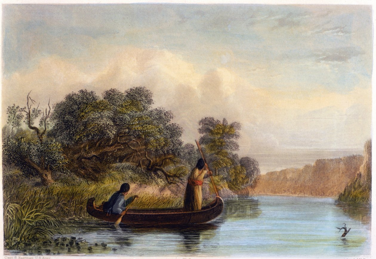 Kopí ryby z kánoe, 1853 od Captain Seth Eastman