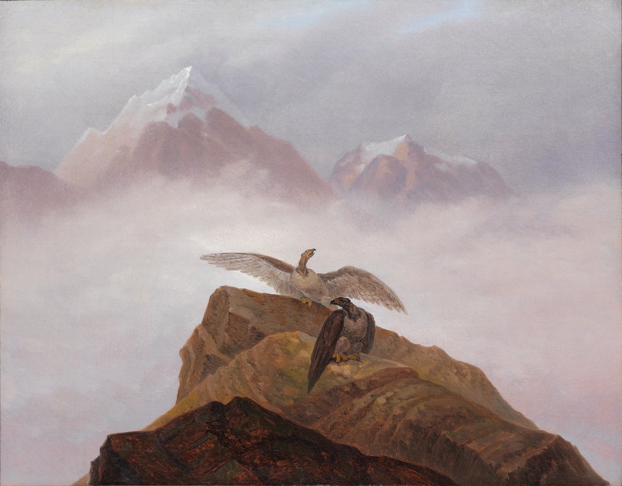 Představivost z alpského světa. Orli hnízdící na alpském rohu od Carl Gustav Carus