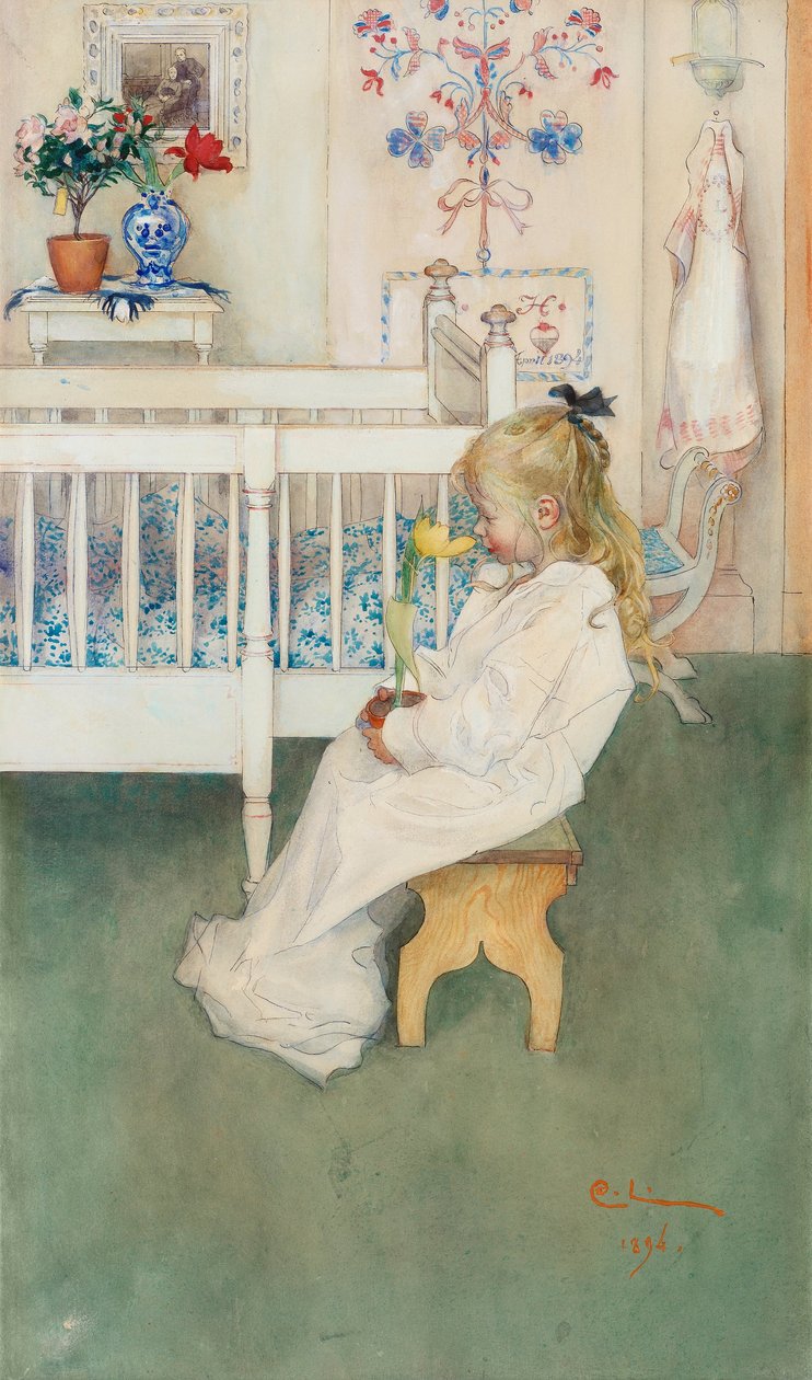 Lisbeth se žlutým tulipánem od Carl Larsson