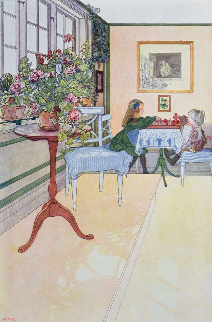 Hra v šachy, začátek dvacátého století od Carl Larsson