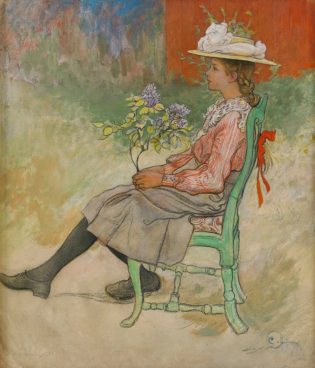 Dagmar Grill na zahradě od Carl Larsson