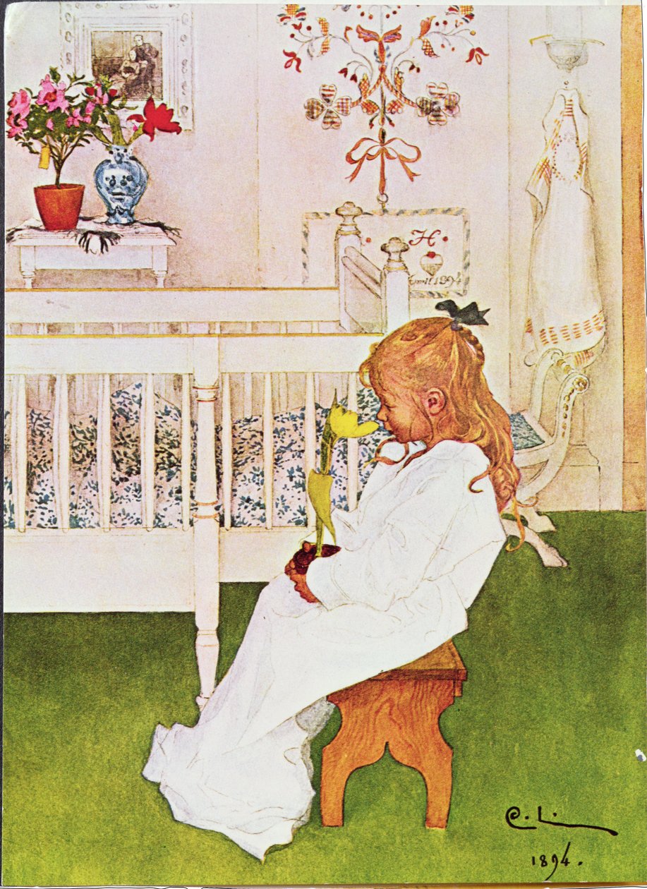 Lisbeth se žlutým tulipánem od Carl Larsson