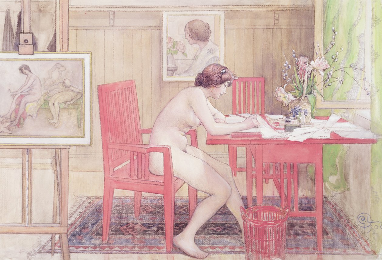 Modelové psaní pohlednic, 1906 od Carl Larsson