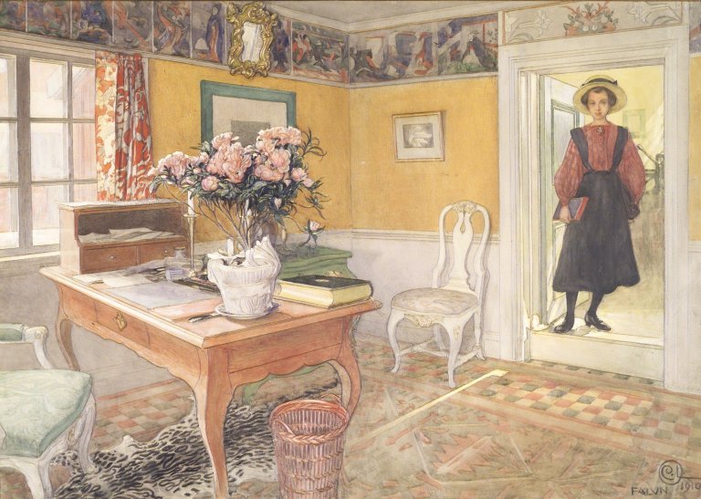 Školačka v interiéru od Carl Larsson