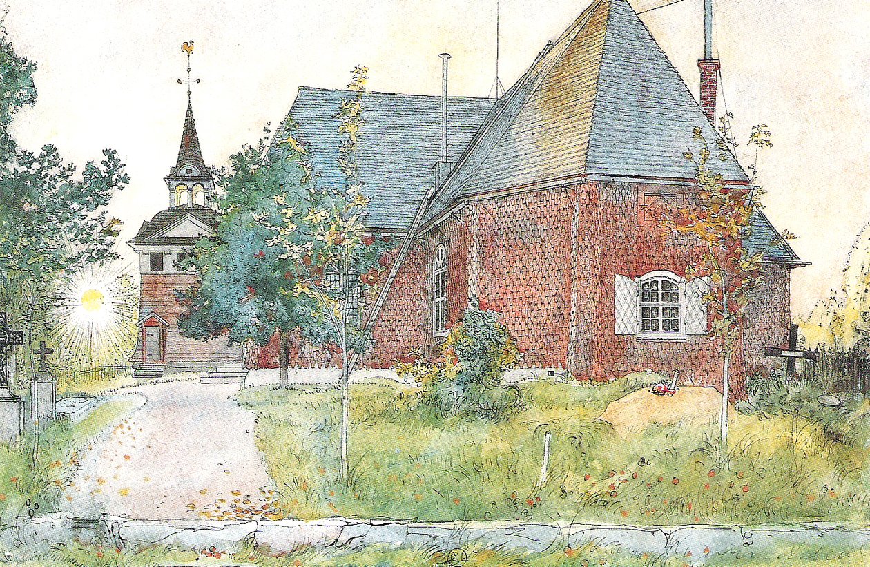 Sundbornův starý kostel od Carl Larsson