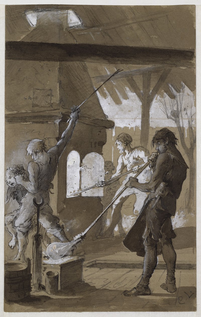 The Glassblowers (pero a inkoust s mytím na papíře) od Carl Larsson