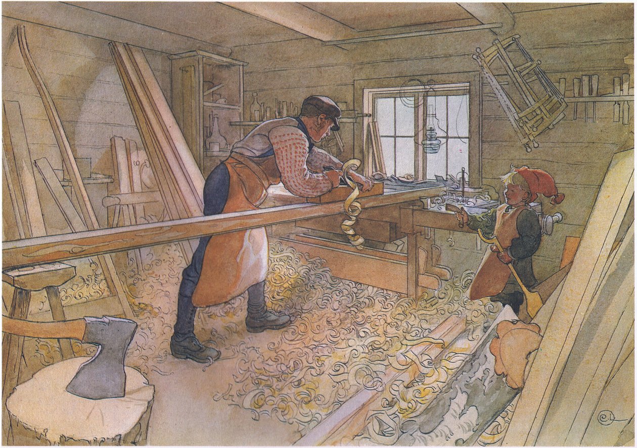 Strýček Johan ve farmářské dílně od Carl Larsson