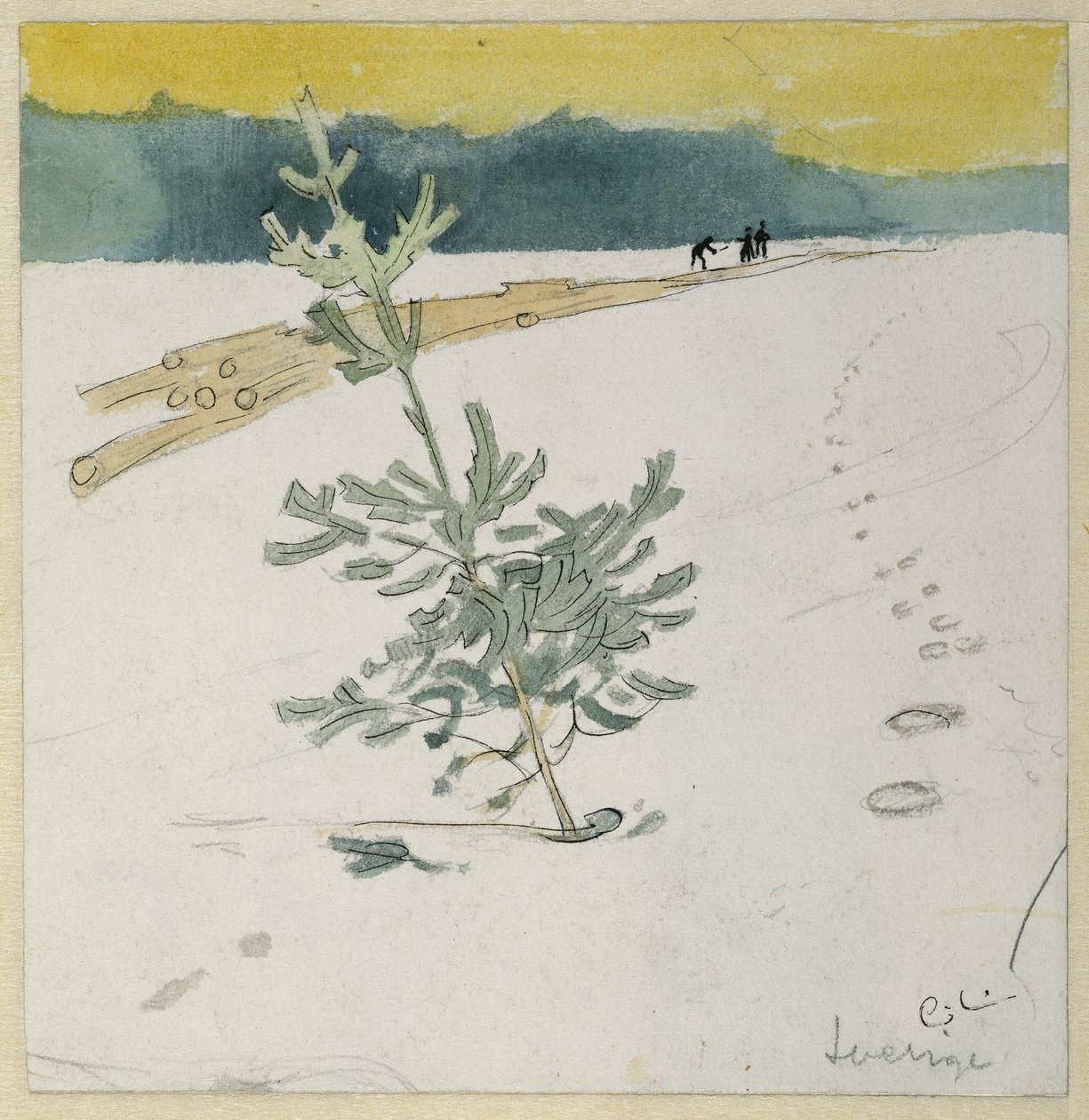 Zimní krajina (pero a inkoust s wc na papíře) od Carl Larsson