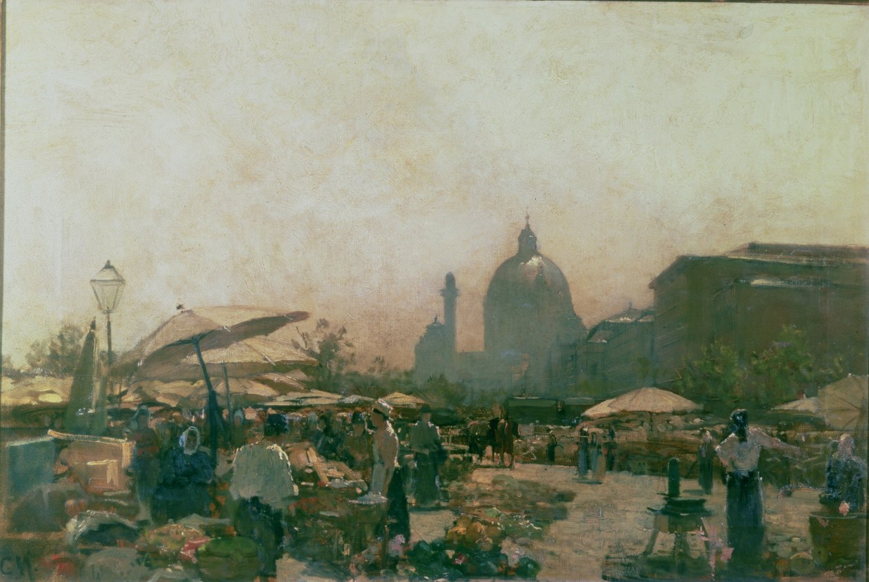 Trh s kostelem sv. Karla v dálce, Vídeň, kolem roku 1894 od Carl Moll
