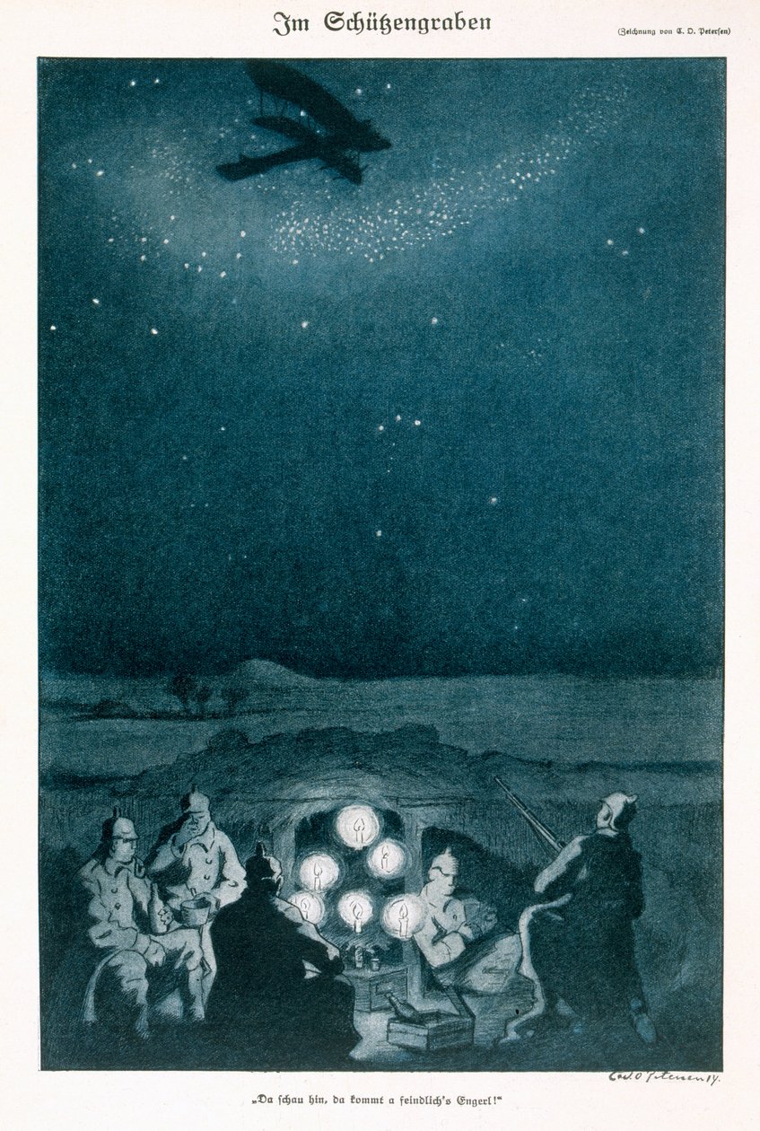 V zákopech, ilustrace z německého časopisu Simplicissimus, cca 1915 od Carl Olof Petersen