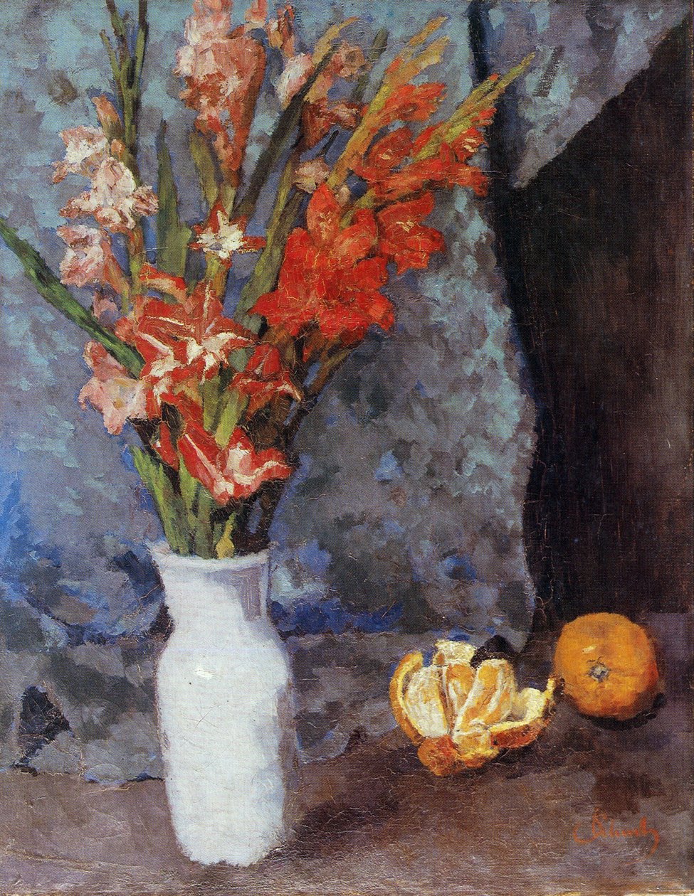 Gladioli a pomeranče od Carl Schuch