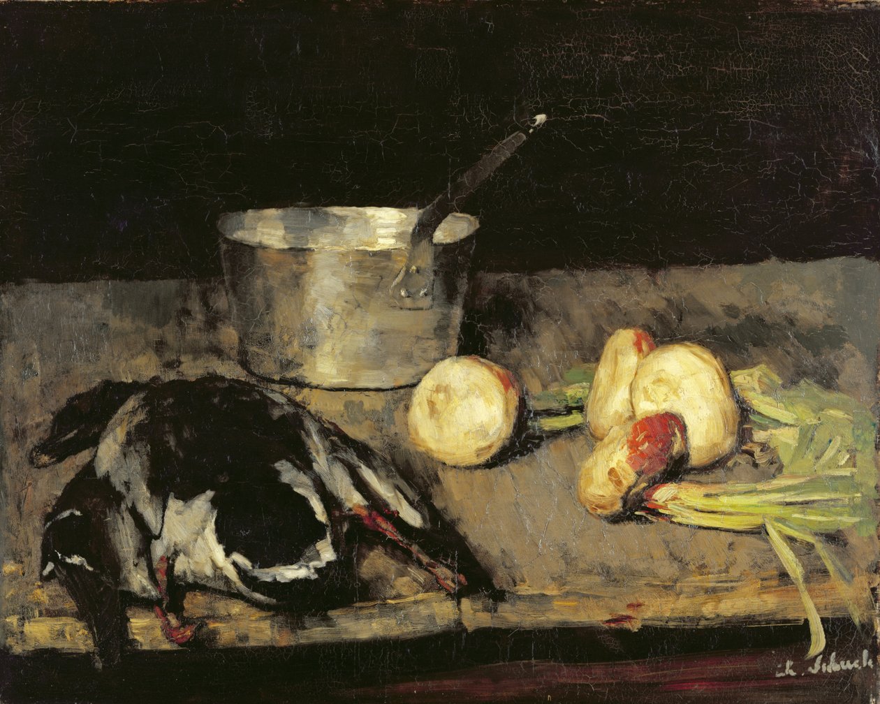 Zátiší s kastrolem a divokou kachnou, 1885 od Carl Schuch