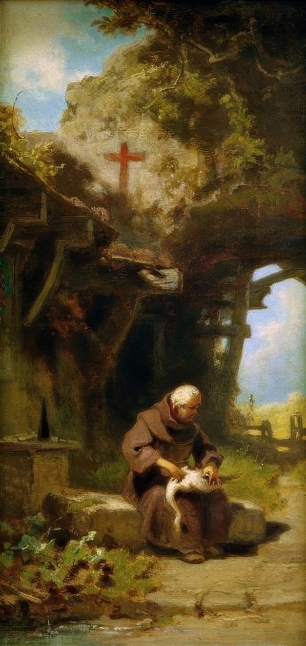 Poustevník škubající husu od Carl Spitzweg