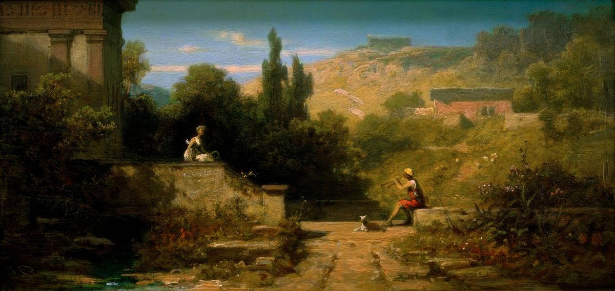 Schalmei foukající ovčák od Carl Spitzweg