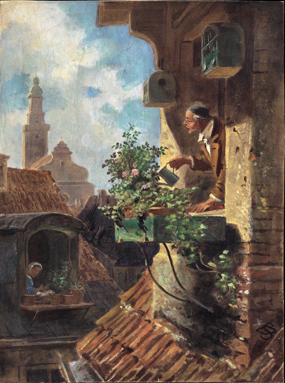 Podkrovní pokoj, 1862 (olej na kartě) od Carl Spitzweg